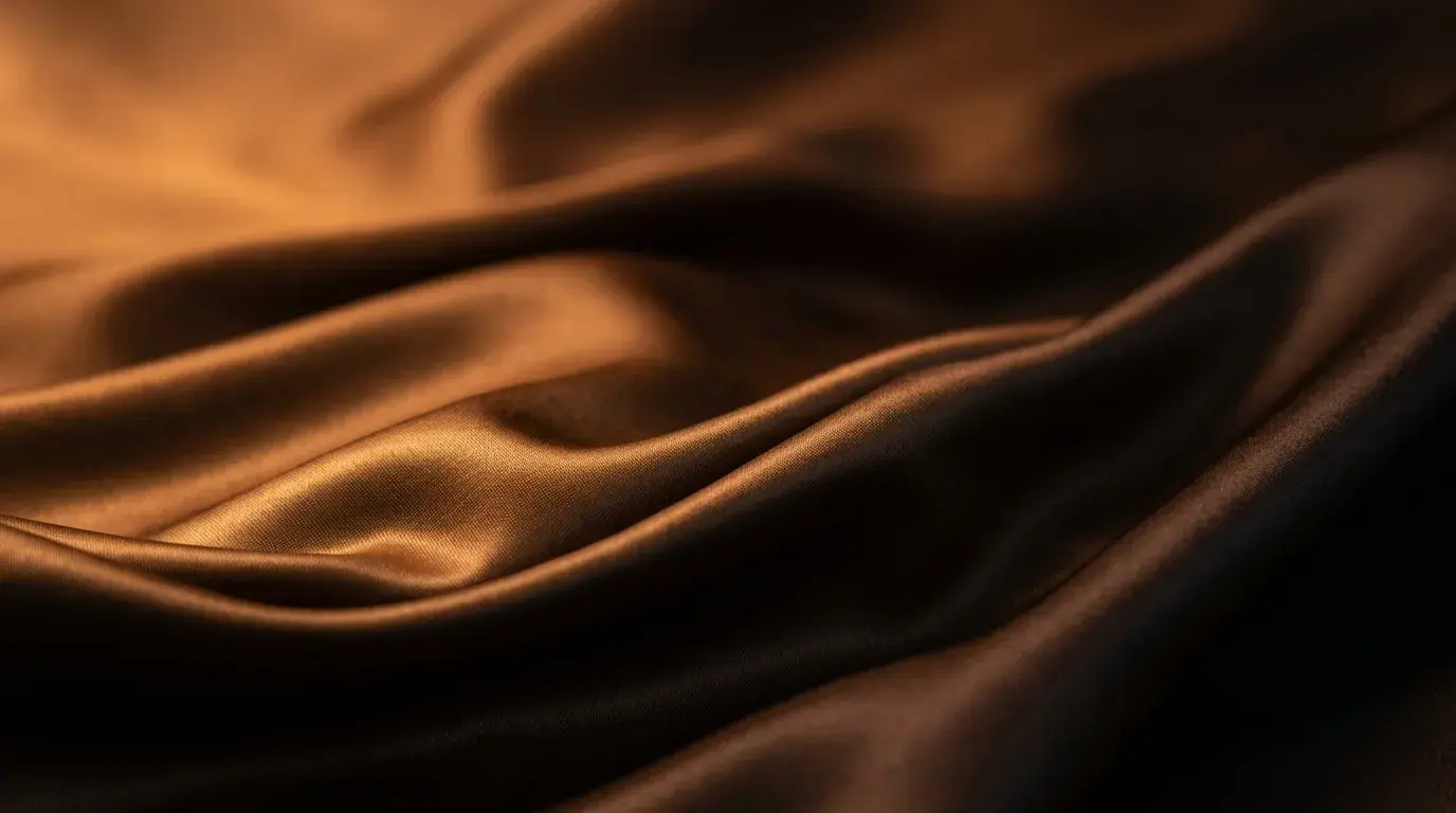 Luxurious bronze silk satin texture with soft undulating folds